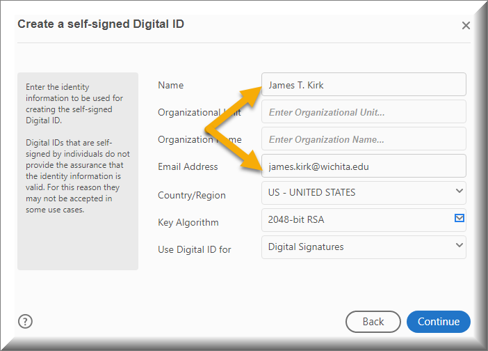 Name and Email